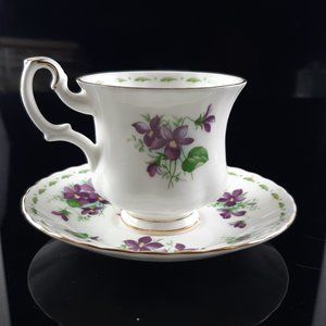 February Royal Albert China Flower of the Month Series Violets Cup & Saucer